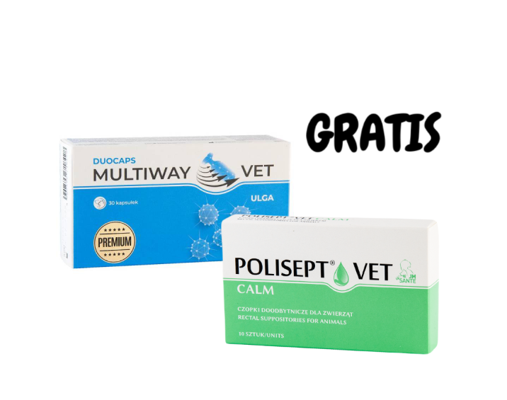 JM SANTE Multiway Vet Duocaps Ulga 30tabl.+ Polisept Vet Calm-czopki dla psów i kotów 10szt GRATIS!