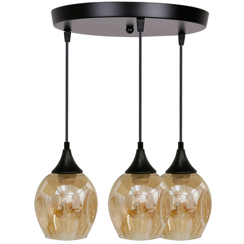 Czarna potrójna lampa na talerzu nad wyspę - 4X Z034 K5-H04