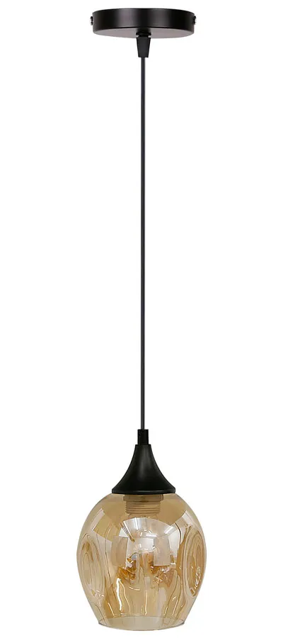 Czarna lampa wisząca ze szklanym brązowym kloszem - Z30 R3-T31