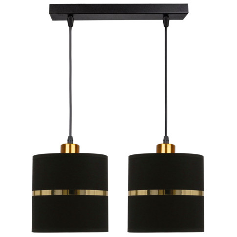 Lampa podwójna wisząca abażurowa czarny do salonu + złoto B8-E06