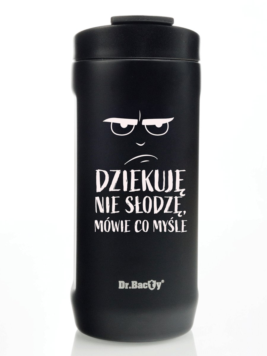 Kubek termiczny do kawy Dr.Bacty Notus Dziękuje, nie słodzę - czarny