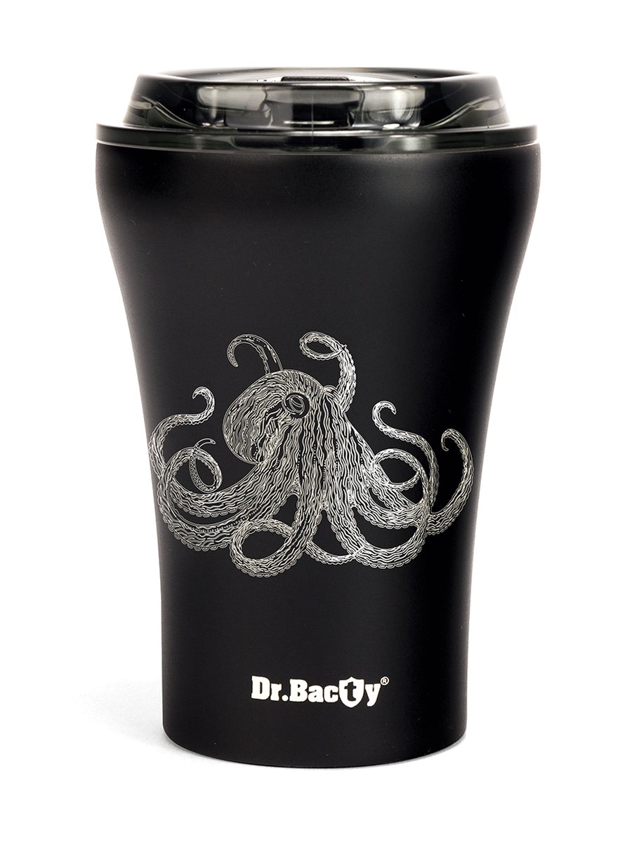 Kubek ceramiczny z pokrywką Dr.Bacty Apollo Octopus - czarny