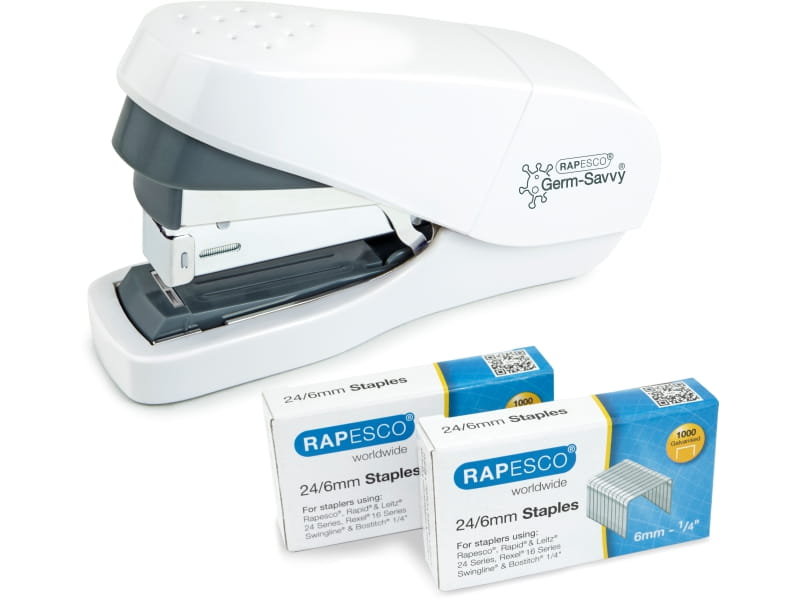 Zszywacz Rapesco Eco Flat Clinch biały 35 kartek + zszywki
