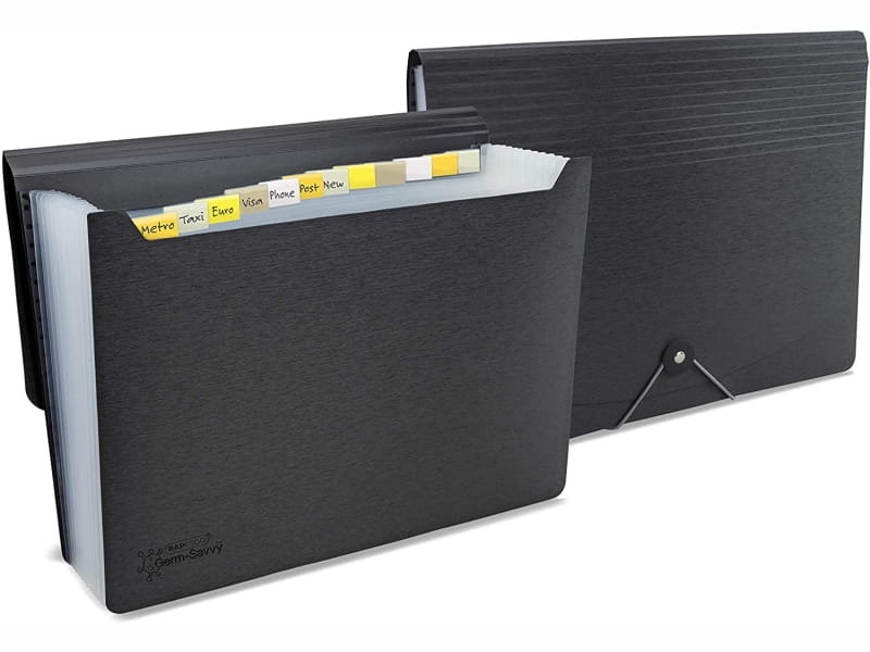 Teczka ofertowa antybakteryjna Rapesco 13 przegródek z gumką czarna