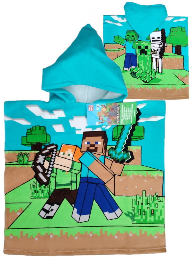 Ponczo poncho ręcznik z kapturem Minecraft Microfibra