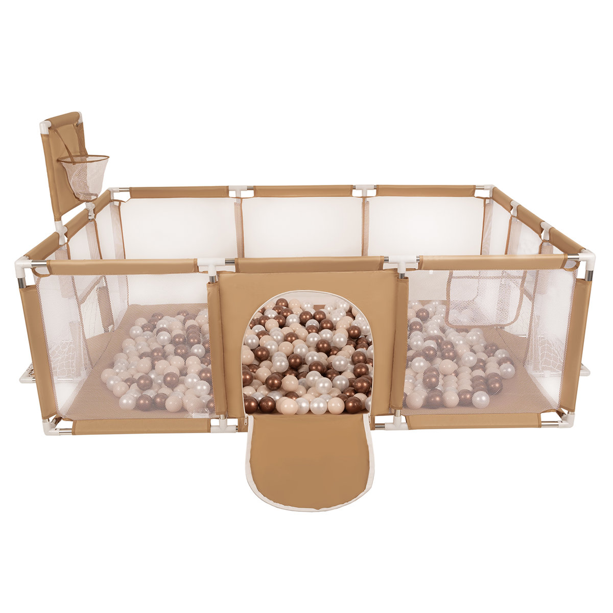 Selonis Boisko BO-100X z piłeczkami 6cm beżowy: pastelowy beż-miedziany-perła 180x122x62/100piłek Zabawka kojec