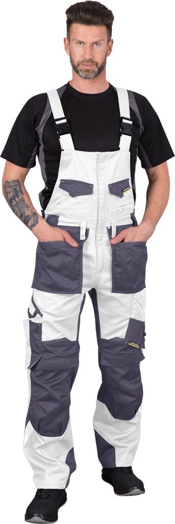 Spodnie ochronne ogrodniczki biało-szary roz.62