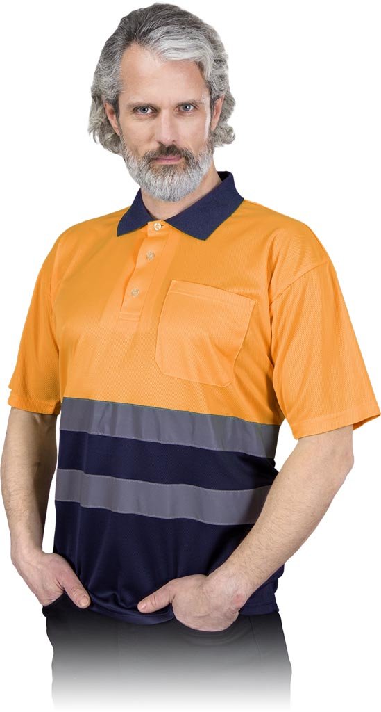 Koszulka polo odblaskowa pomarańczowo-granatowy roz.3XL