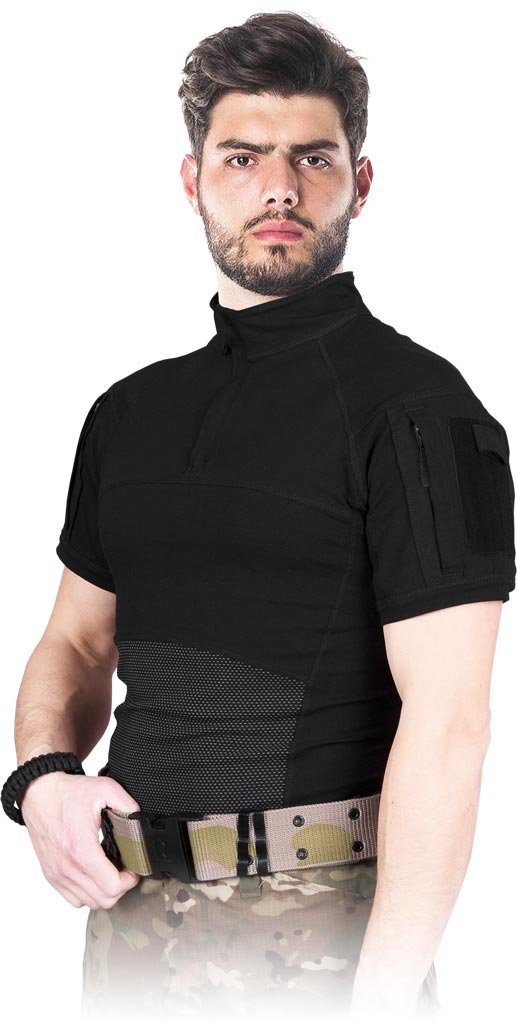 Reis TG-OSPREY-S - Elastyczna koszulka krótki rękaw, suwak, 94% bawełna, 6% spandex, 180 g/m, 2 kolory - M-3XL.