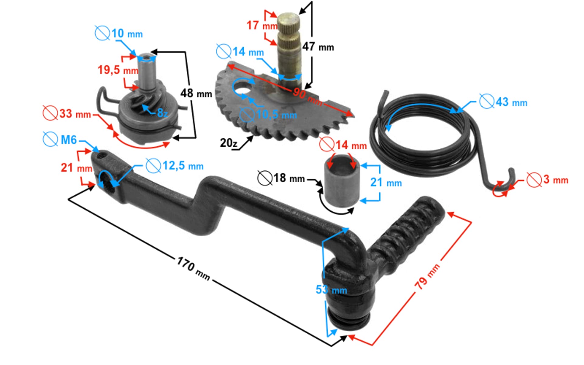 Dźwignia rozrusznika nożnego do skutera Twenty One 1 - zestaw