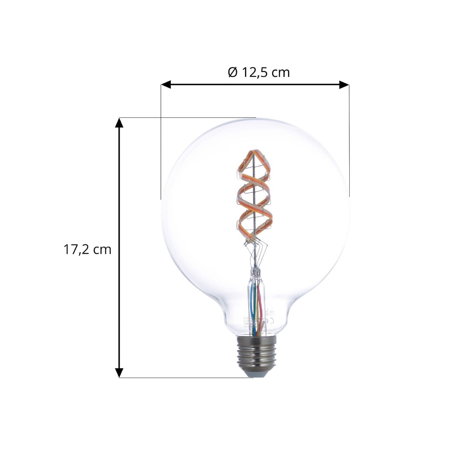 LUUMR Smart LED, E27, G125, 4W, RGB, Tuya, WLAN, przezroczysty, CCT