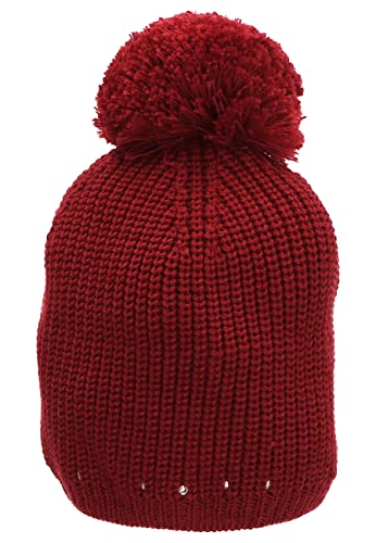 Sterntaler Dziewczęca czapka z pomponem nity ozdobne czapka, ciemnoczerwona, 53