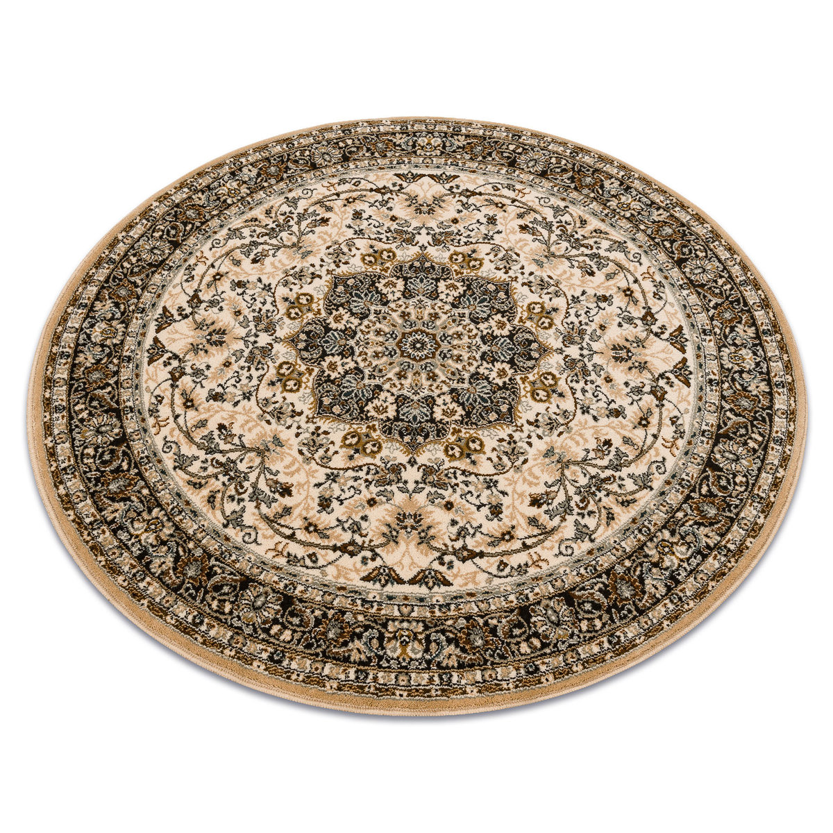 Dywan wełniany POLONIA koło KORDOBA sepia 2 brązowy, koło 135 cm