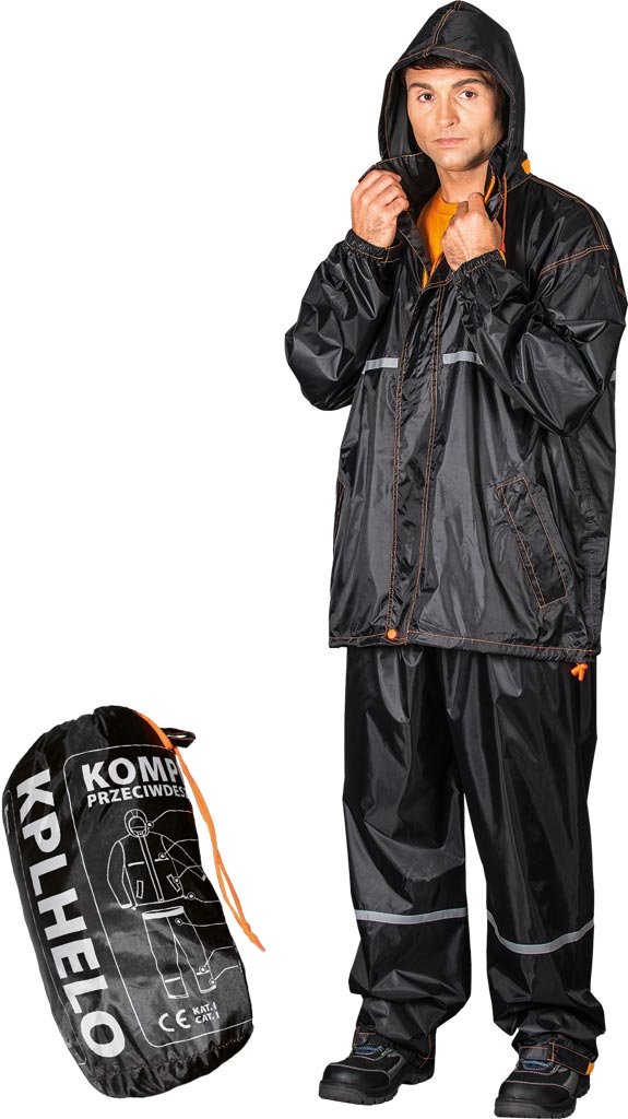 Komplet ochronny przeciwdeszczowy czarno-pomarańczowy roz.3XL