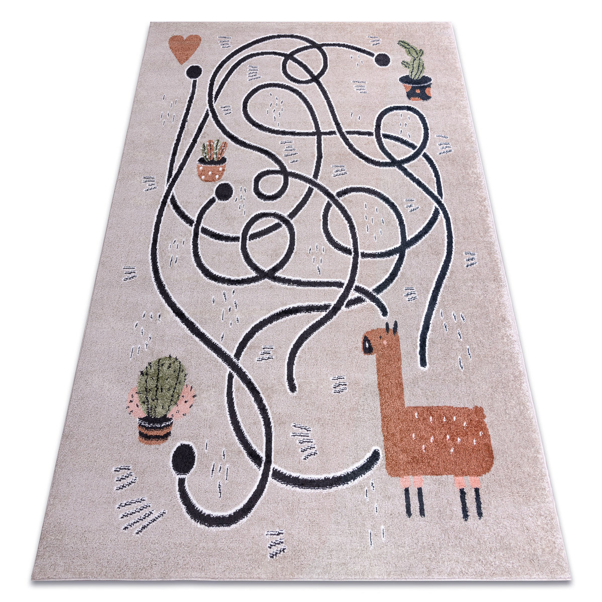 Dywan FUN Game dla dzieci, gra, lama beż, 140x190 cm