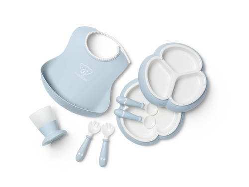 BABYBJORN - Zestaw obiadowy Dinnerware, 8 szt. - Powder Blue one size