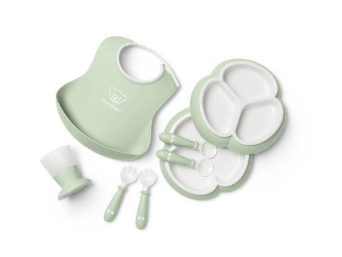 BABYBJORN - Zestaw obiadowy Dinnerware, 8 szt. - Powder Green one size