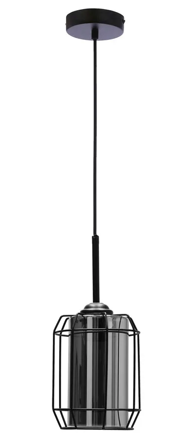 Czarna lampa wisząca loft z dymionym kloszem 7X Z049 N0-T85