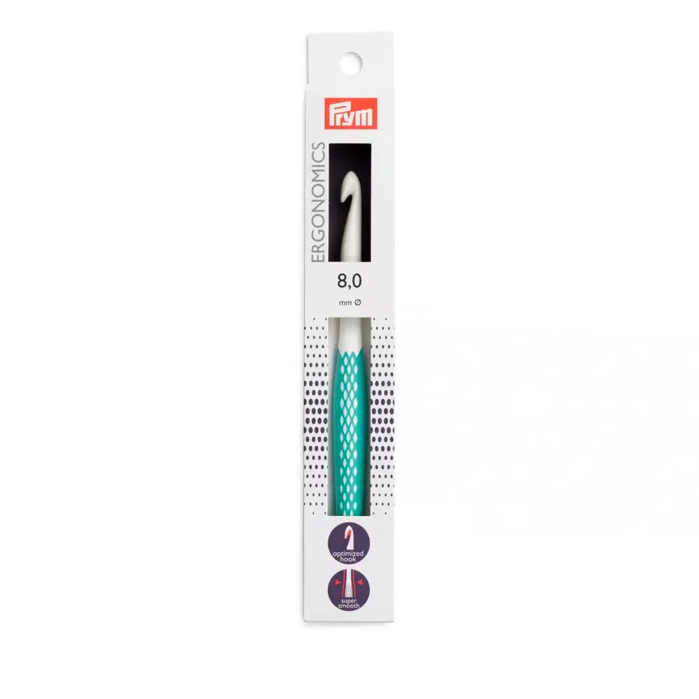 PRYM Crochet Hook For Wool Ergonomics 17cm / 8mm Mint