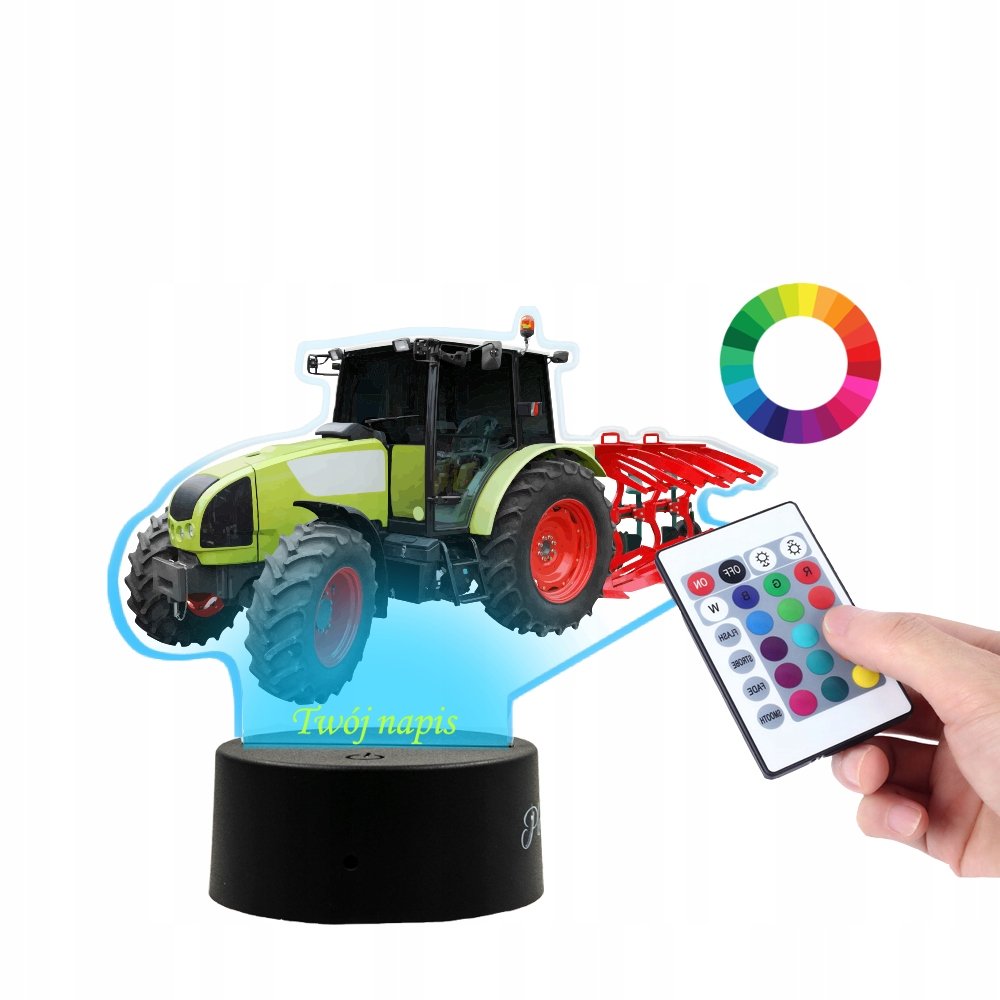 Lampka Na Biurko UV Traktor Ciągnik Pług PLEXIDO