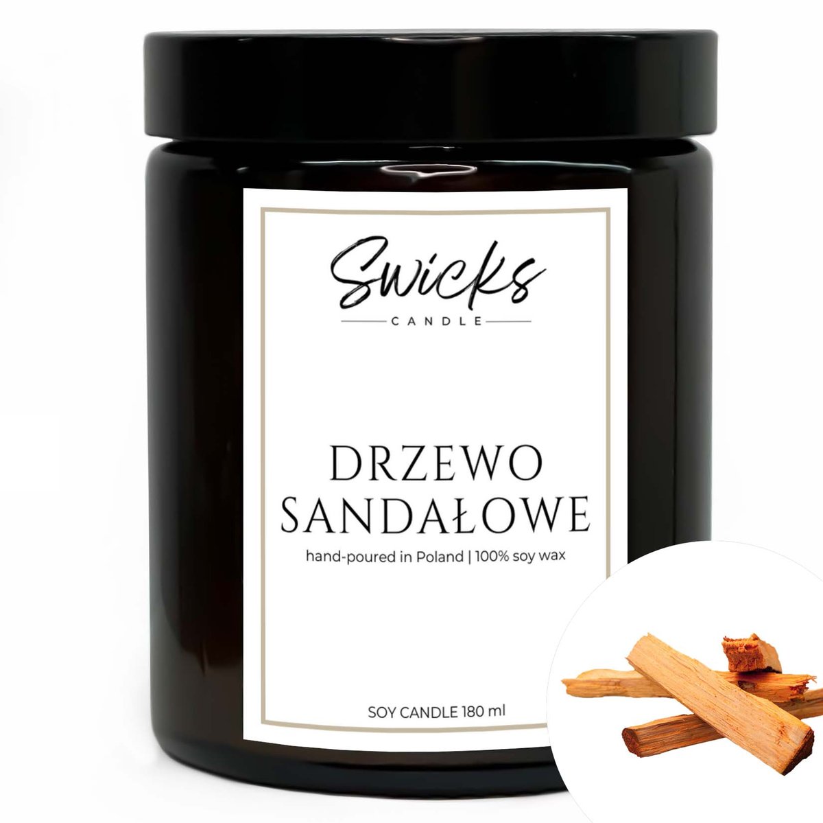 Świeca sojowa zapachowa DRZEWO SANDAŁOWE 180 ml