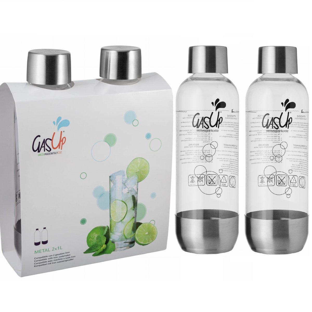 Gasmarine Zestaw 2 x butelka inox do saturatora Soda Maker Gas-Up Gas-Up BotINox