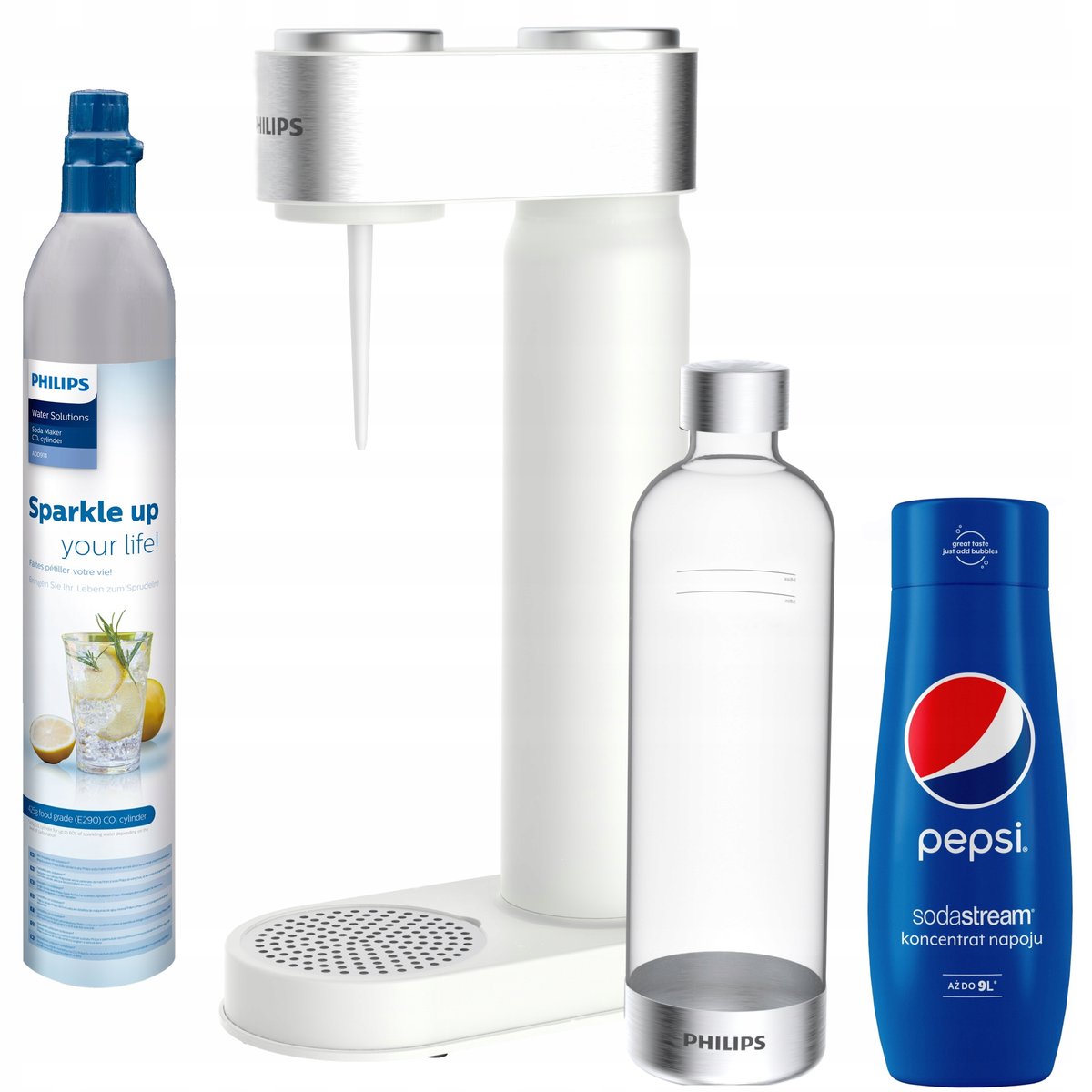 Saturator do wody PHILIPS ADD4902WH biały/stalowy + syrop Pepsi