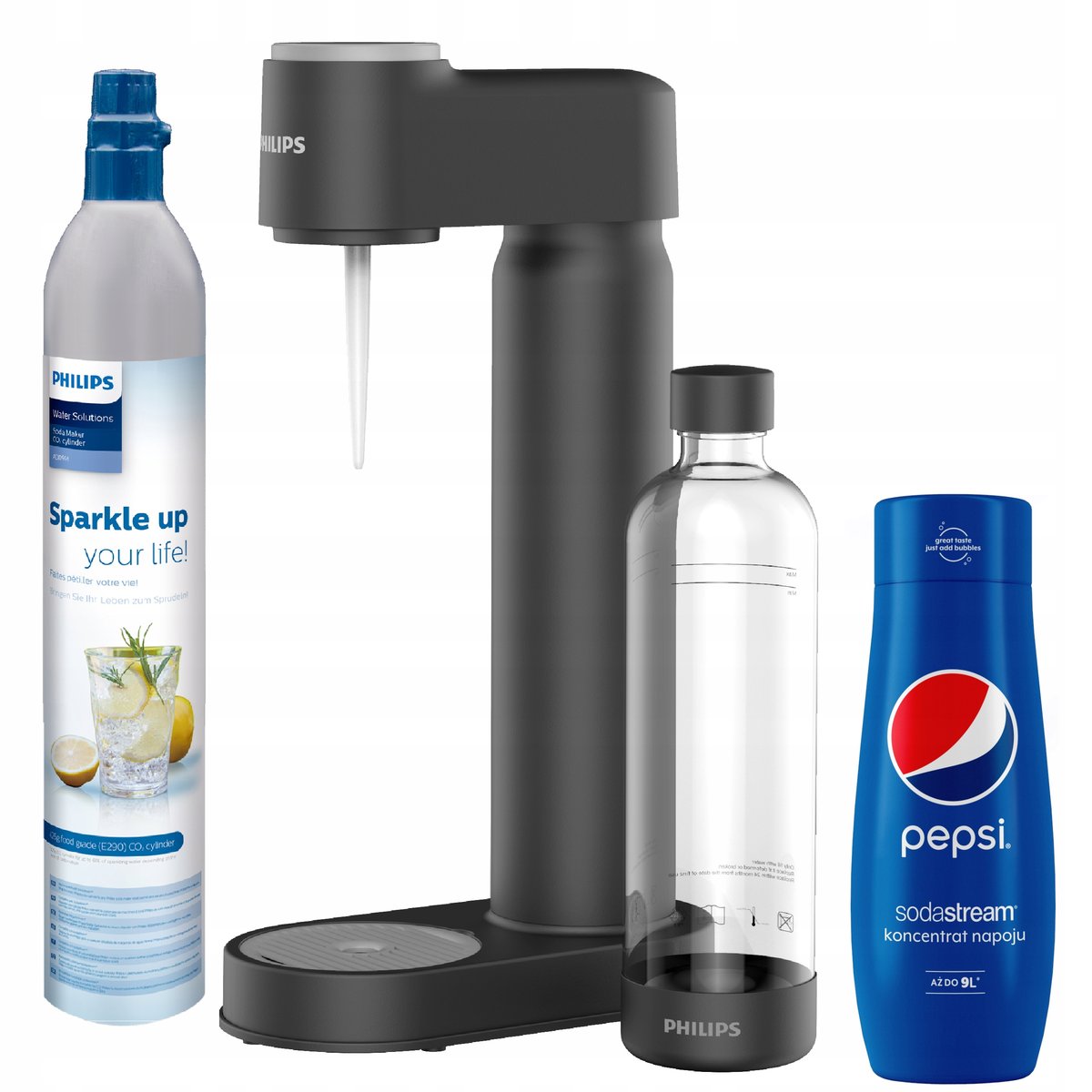 Saturator do wody PHILIPS ADD4901BK czarny + syrop Pepsi