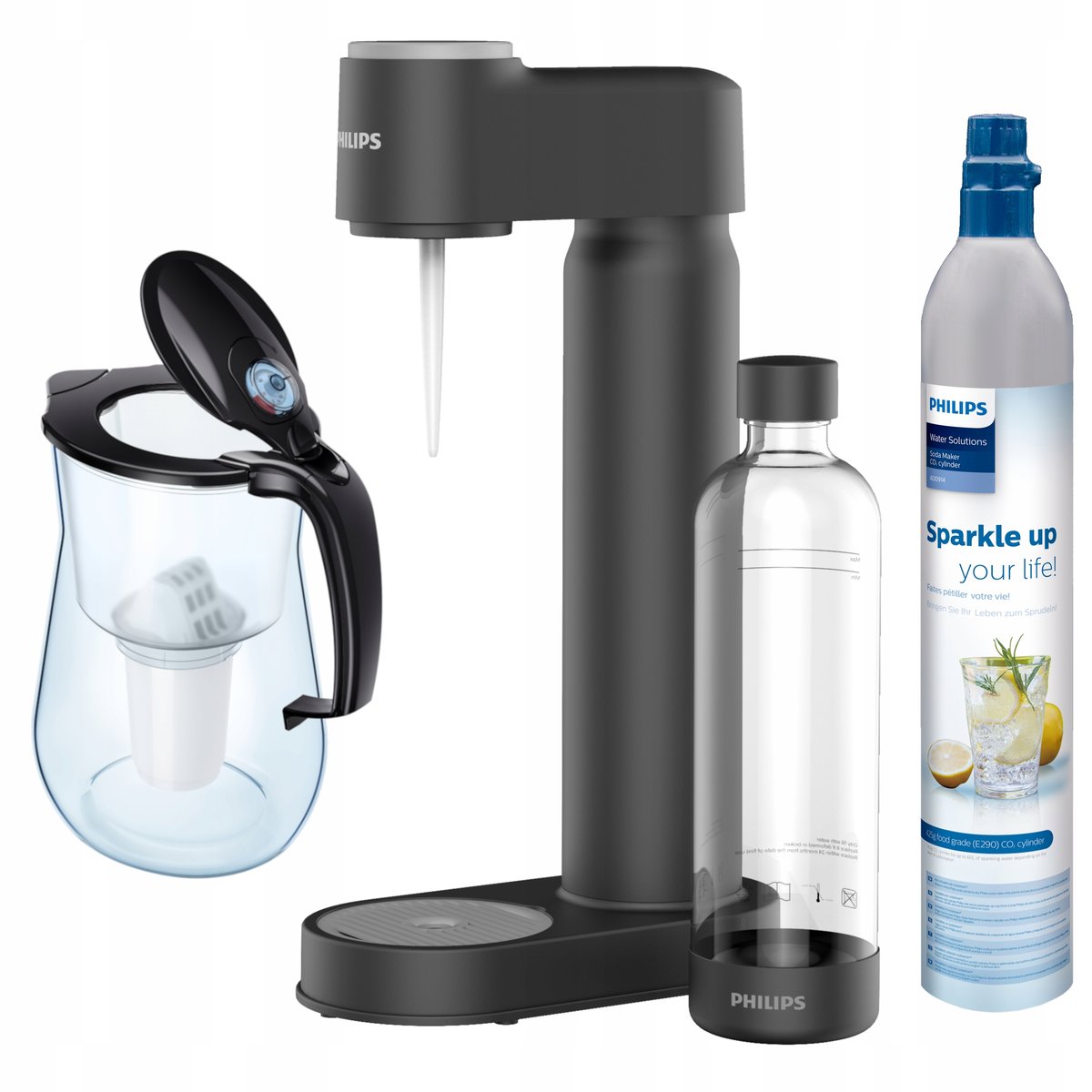 Saturator do wody PHILIPS ADD4901BK czarny + dzbanek filtrujący Aquaphor