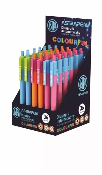 Długopis automatyczny Colorful 0.6mm (36szt) ASTRA - ASTRA papiernicze