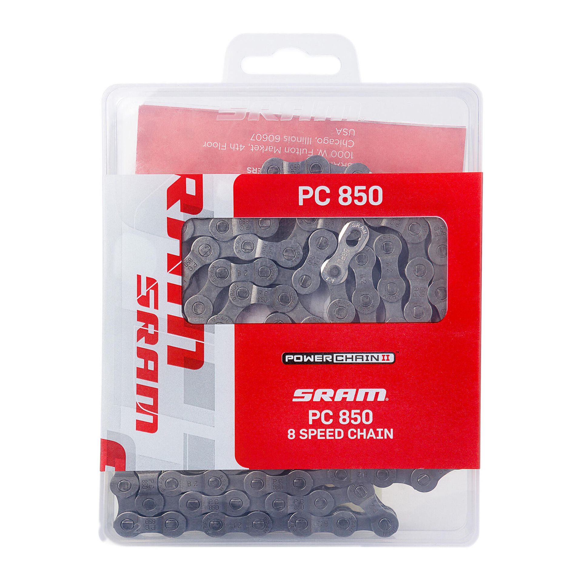 SRAM Łańcuch PC-850 szary / Ilość biegów: 6 - 8 / Ilość ogniw: 114 / Wersja opakowania: standard SA472708114005