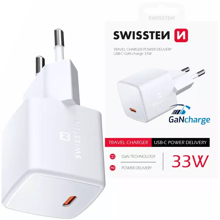 SWISSTEN Ładowarka sieciowa USB-C 33W GaN Charge
