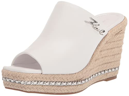 Karl Lagerfeld Paris Damskie sandały Corissa wsuwane espadryle na koturnie, Brt Biały, 38 EU