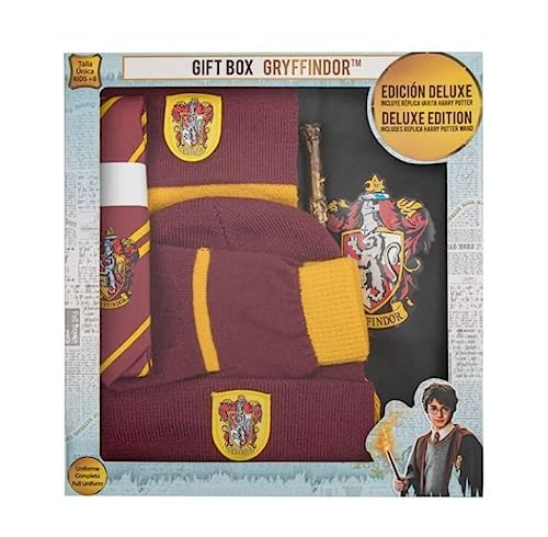 Cineréplicas Brandecision- Pudełko upominkowe Deluxe Harry Potter (Gryffindor) Warstwa,Krawat,Czapka,Rękawice, Szalik i Różdżka, 8436561073122