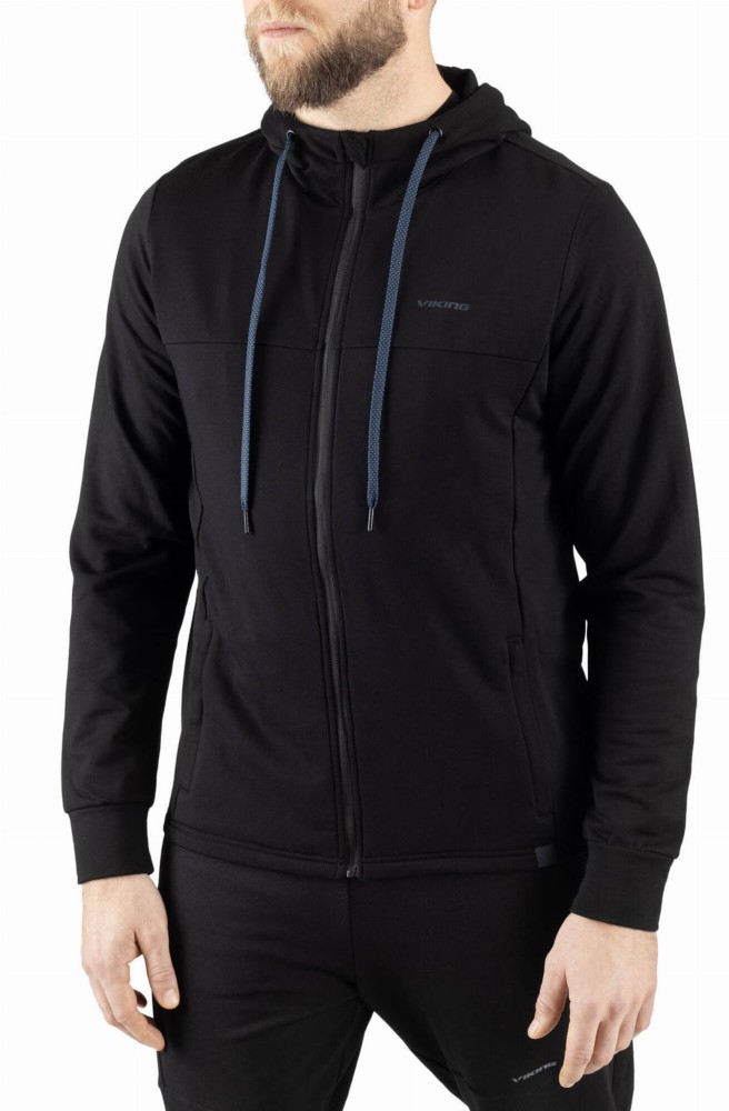Bluza męska bambusowa rozpinana z kapturem Viking Lonetree 0900 czarny