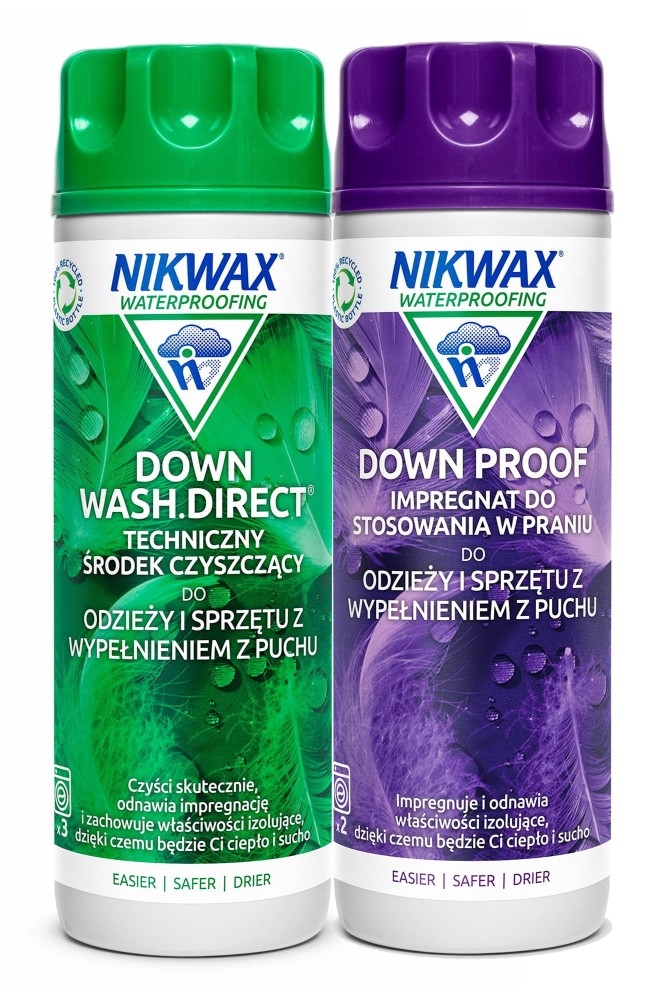 Zestaw do pielęgnacji odzieży i sprzętu wypełnionego puchem Nikwax Down Wash Direct i Down Proof 2 x 300 ml