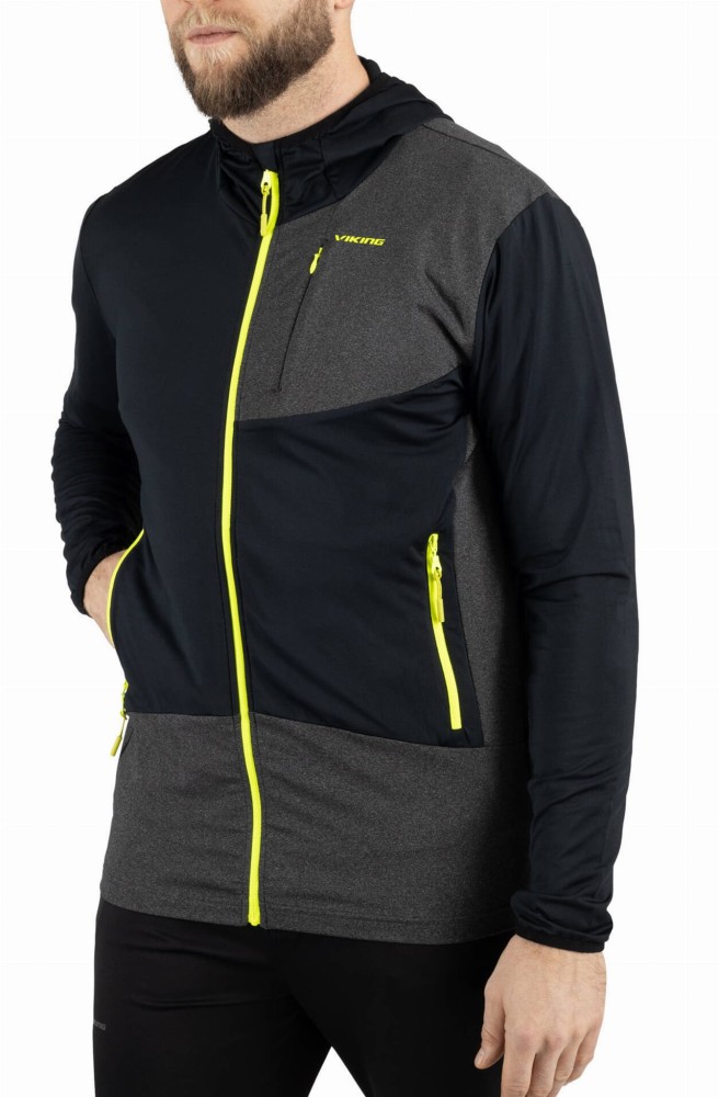Bluza męska techniczna z kapturem Viking Tacoma Hoodie 0908 czarno-grafitowy
