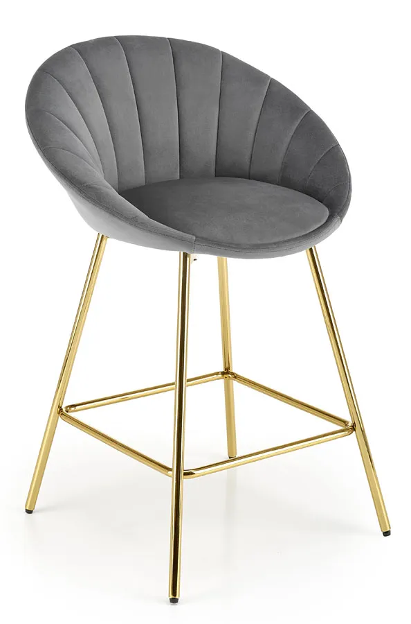 Szary tapicerowany hoker welurem w stylu glamour K3-N79