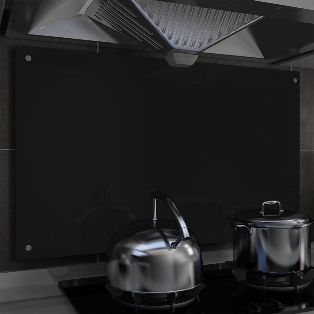 vidaXL Panel ochronny do kuchni, czarny, 100x60 cm, szkło hartowane