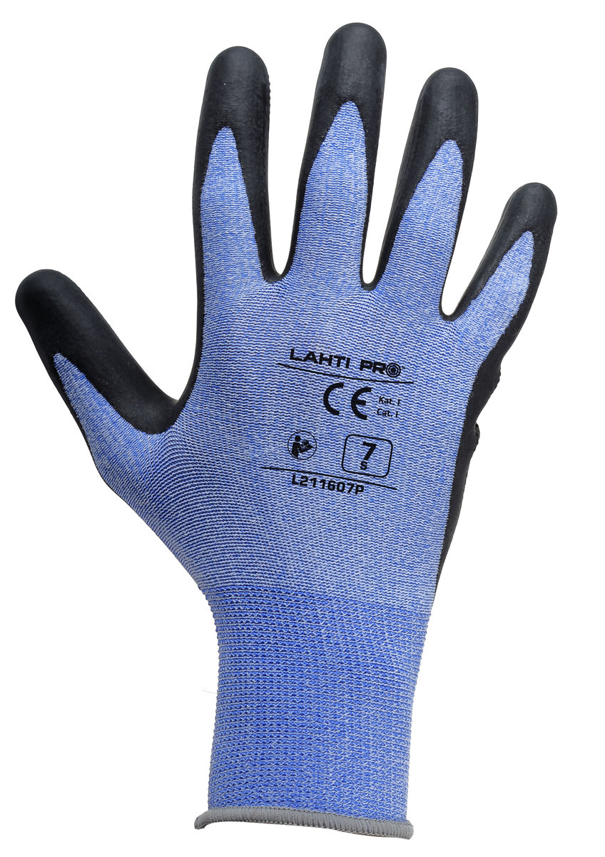 LAHTI PRO Rękawice robocze powlekane lateksem niebiesko-czarne rozmiar 11(2XL) L211611K LPL211611K