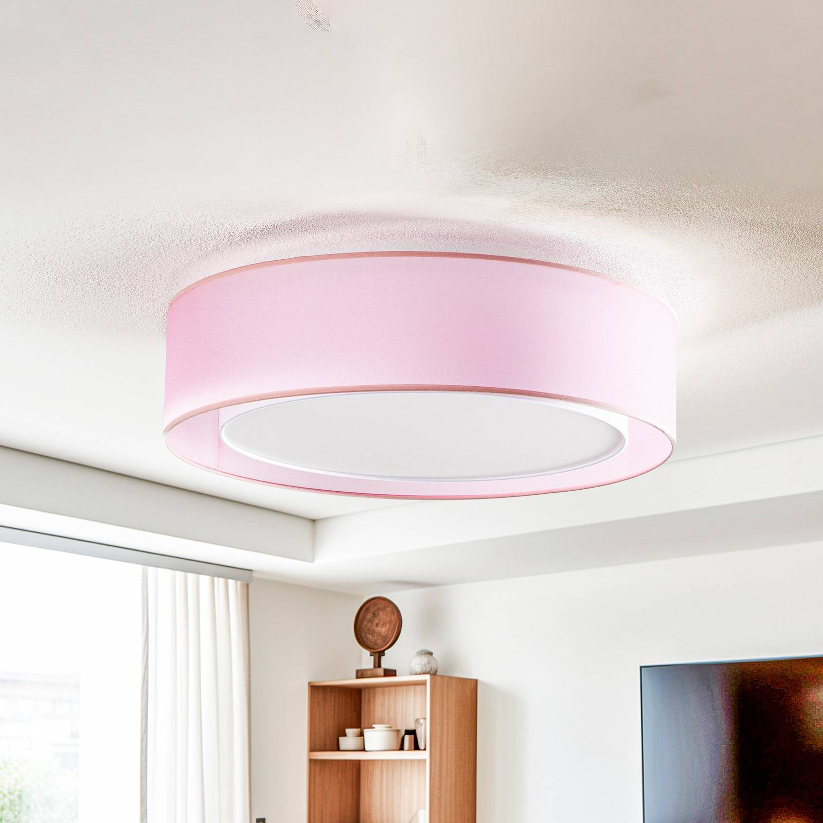 Euluna Tibu lampa sufitowa tkanina Ø50cm, różowa