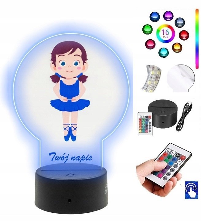 Lampka na biurko Baletnica Taniec UV LED PLEXIDO