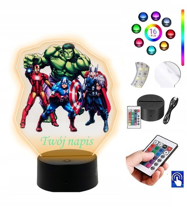 Lampka na biurko Avengers Marvel UV LED PLEXIDO