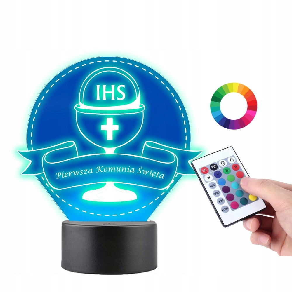 Lampka LED Plexido Statuetka Pamiątka Komunii IHS
