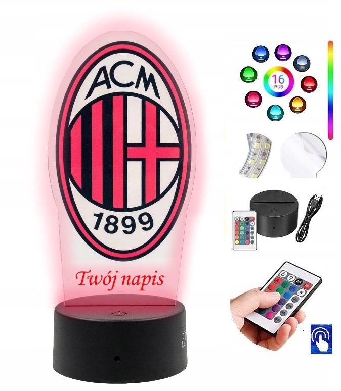 Lampka na biurko AC Milan 16kolorów UV LED PLEXIDO