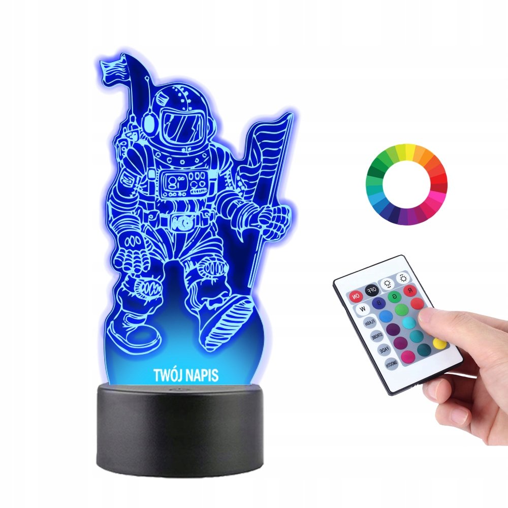 Lampka na Biurko Statuetka 3D Astronauta Kosmos