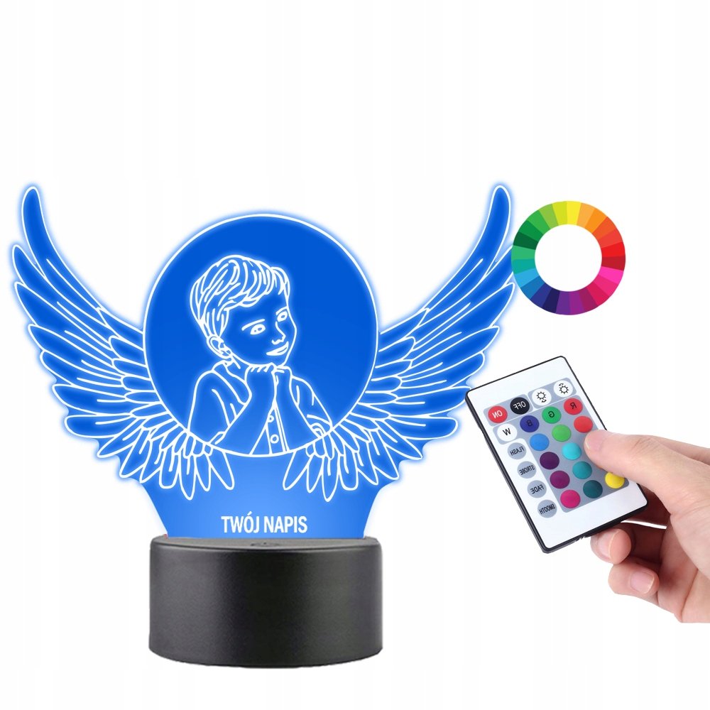 Lampka na Biurko Statuetka 3D Chłopiec Aniołek