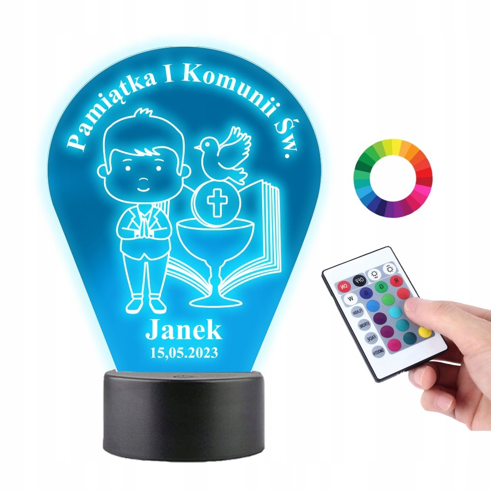 Lampka LED Plexido Statuetka Pamiątka Komunii