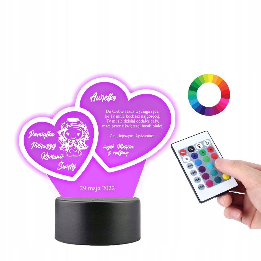 Lampka LED Plexido Statuetka Pamiątka Komunii