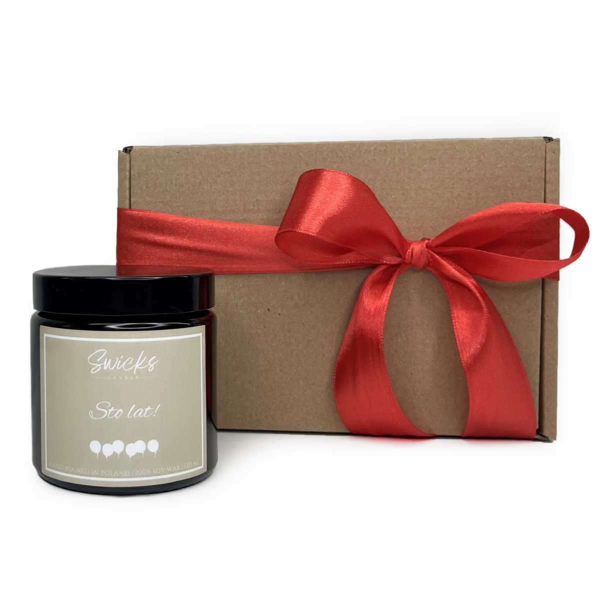 Swicks, Świeca sojowa z napisem Sto Lat, w pudełku, 120 ml